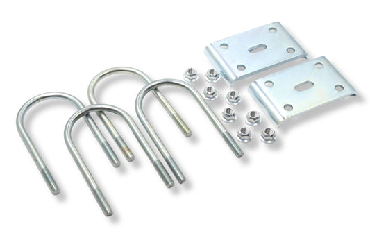 UBK-4X2 | U-Bolt Kit Zinc Plated, 4” Round Tube Axle, 5/8” Diameter X 4” Inside Length X 8.5” Inside Width, Box