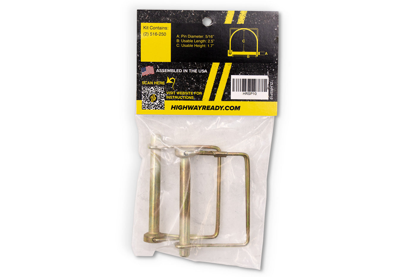 HRSP10 | Highway Ready Snapper Pin, 5/16" X 2.5", Includes (2) 516-250