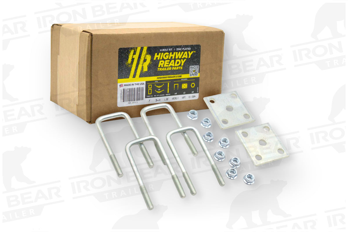 UBK-2X5.3 | 2” Square U-Bolt Kit Zinc Plated, 1/2-13" X 5.3”, Box
