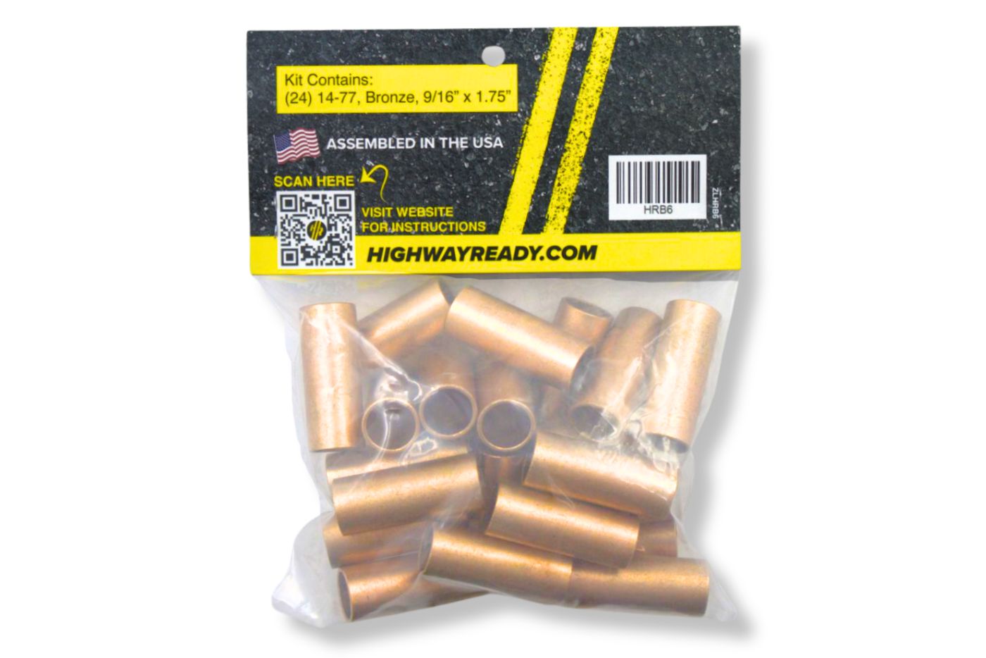 HRB6 | Highway Ready Spring Eye Bronze Bushing Kit, Includes (24) 014-077-00, Triple Axle, Double Eye