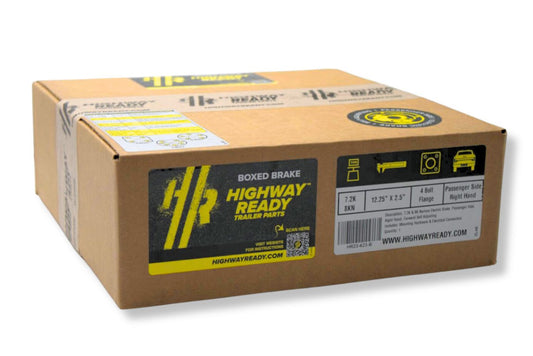 HR23-623-B | Highway Ready Boxed Electric Brake, Passenger Side, RH, 7.2K, 8K Narrow, Self Adjust, Import With Mounting Hardware