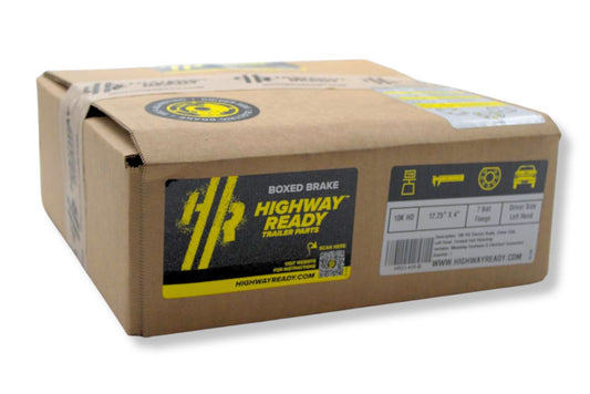 HR23-438-B | Highway Ready Boxed Electric Brake, Driver Side, LH, 10KHD Self Adjust, Import With Mounting Hardware and Dust Shield