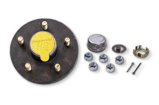 HRBT9-545LF-PPM | Highway Ready Prepacked Boxed Hub, Marine Grease, 2K, 545, Import, Large Flange, Includes Pregreased Bearings, Races, Seal, Solid Dust Cap, Tang Washer, Cotter Pin  Lug Nuts