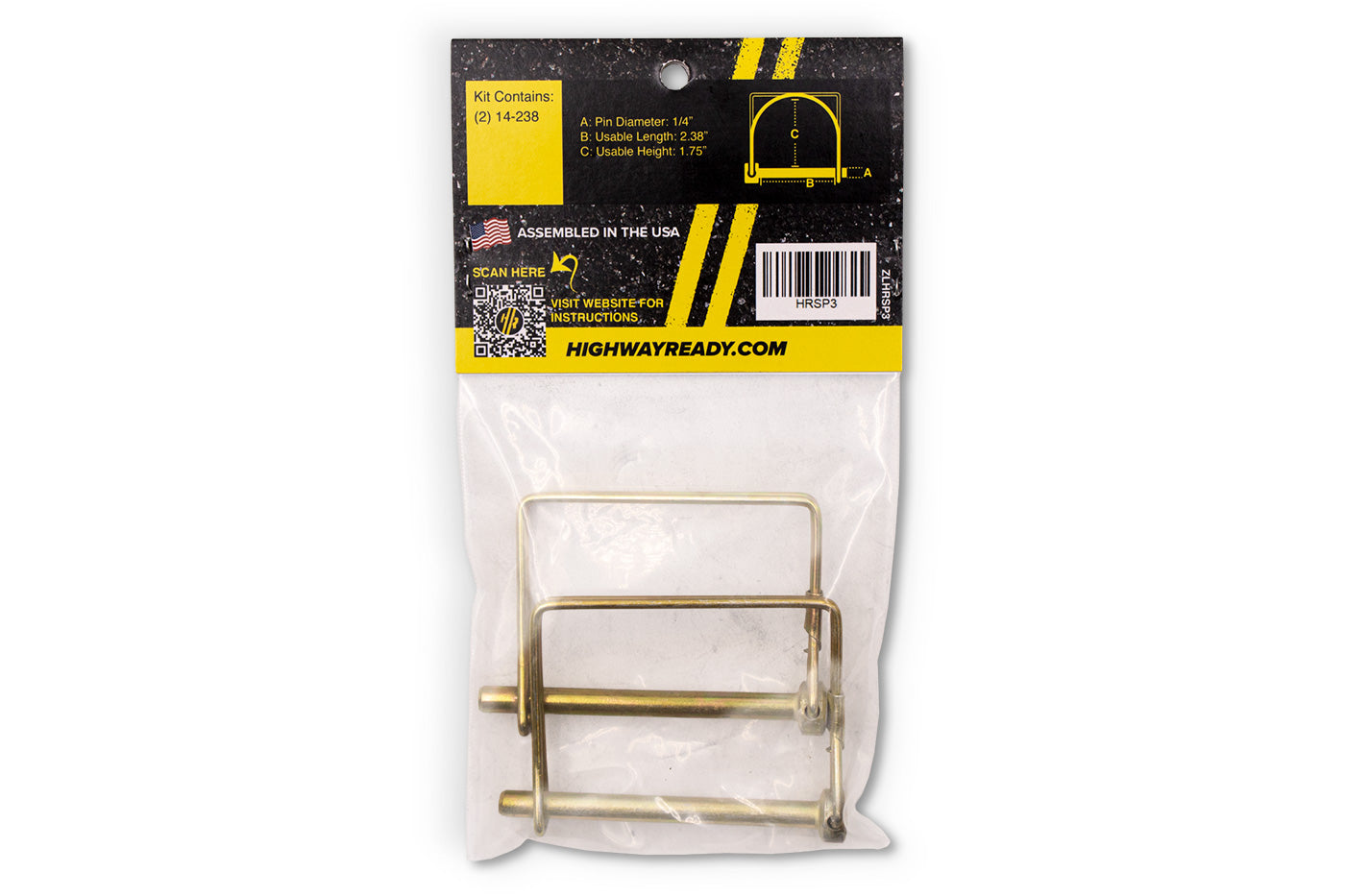 HRSP3 | Highway Ready Snapper Pin, 1/4" X 2.38", Includes (2) 14-238