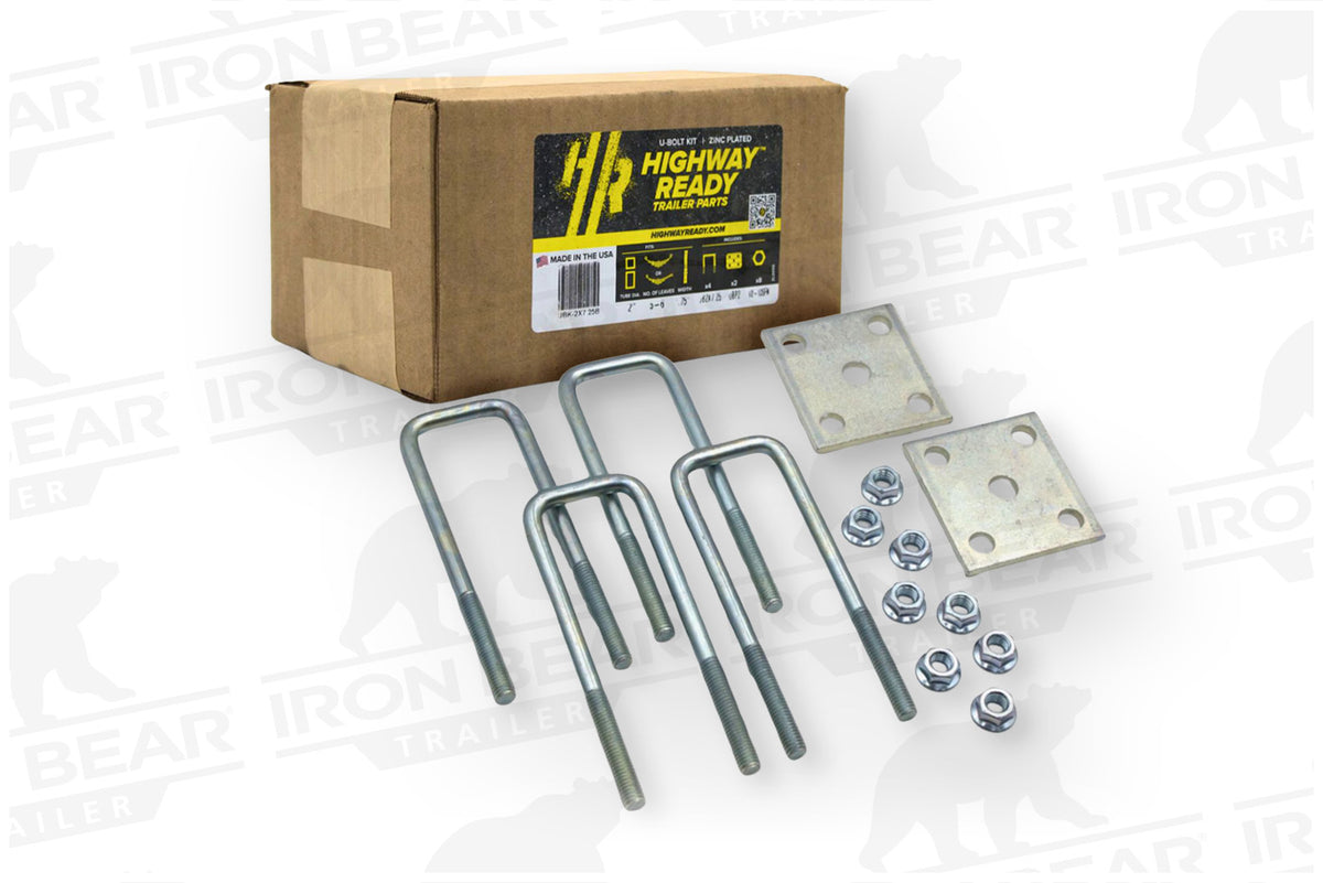 UBK-2X7.25 | 2” Square U-Bolt Kit Zinc Plated, 1/2-13" X 7.25”, Box