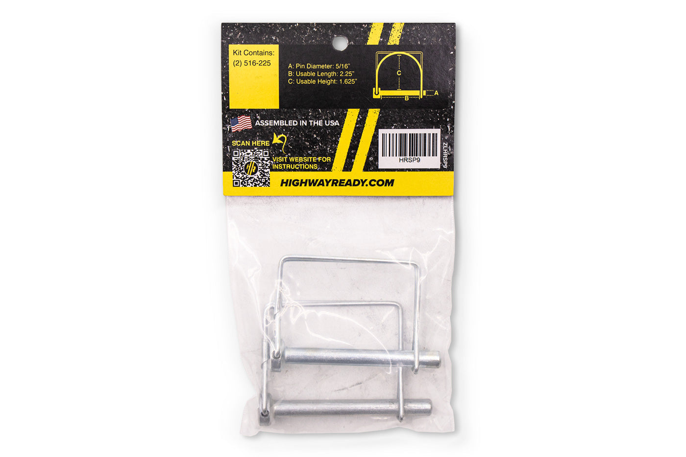 HRSP9 | Highway Ready Snapper Pin, 5/16" X 2.25", Includes (2) 516-225