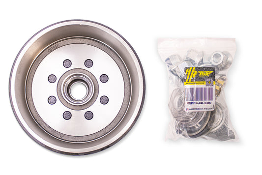 HR8KHD-5/8O-B | Highway Ready, Boxed Drum, 12.25"X3.38", 8K, 8 Lug, 865, 5/8" Stud, Import, Includes Flange Nuts, Bearings, Seal, Oil Cap, Tang Washer, Cotter Pin, Nitril Gloves