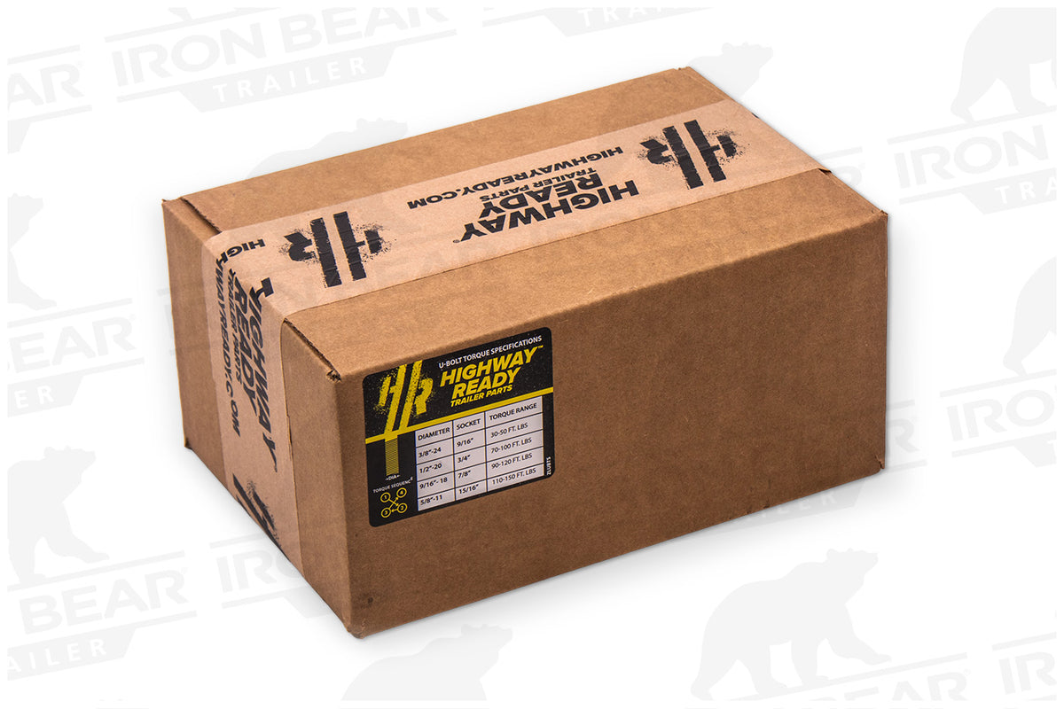 UBK3X175SB.5 | U-Bolt Kit Zinc Plated, 3” Round Tube Axle, 3.5K/4.4K ,1/2-20” Diameter X 7” Inside Length X 3” Inside Width, Fits 3-5 Leaf 1.75” Wide Springs, Box