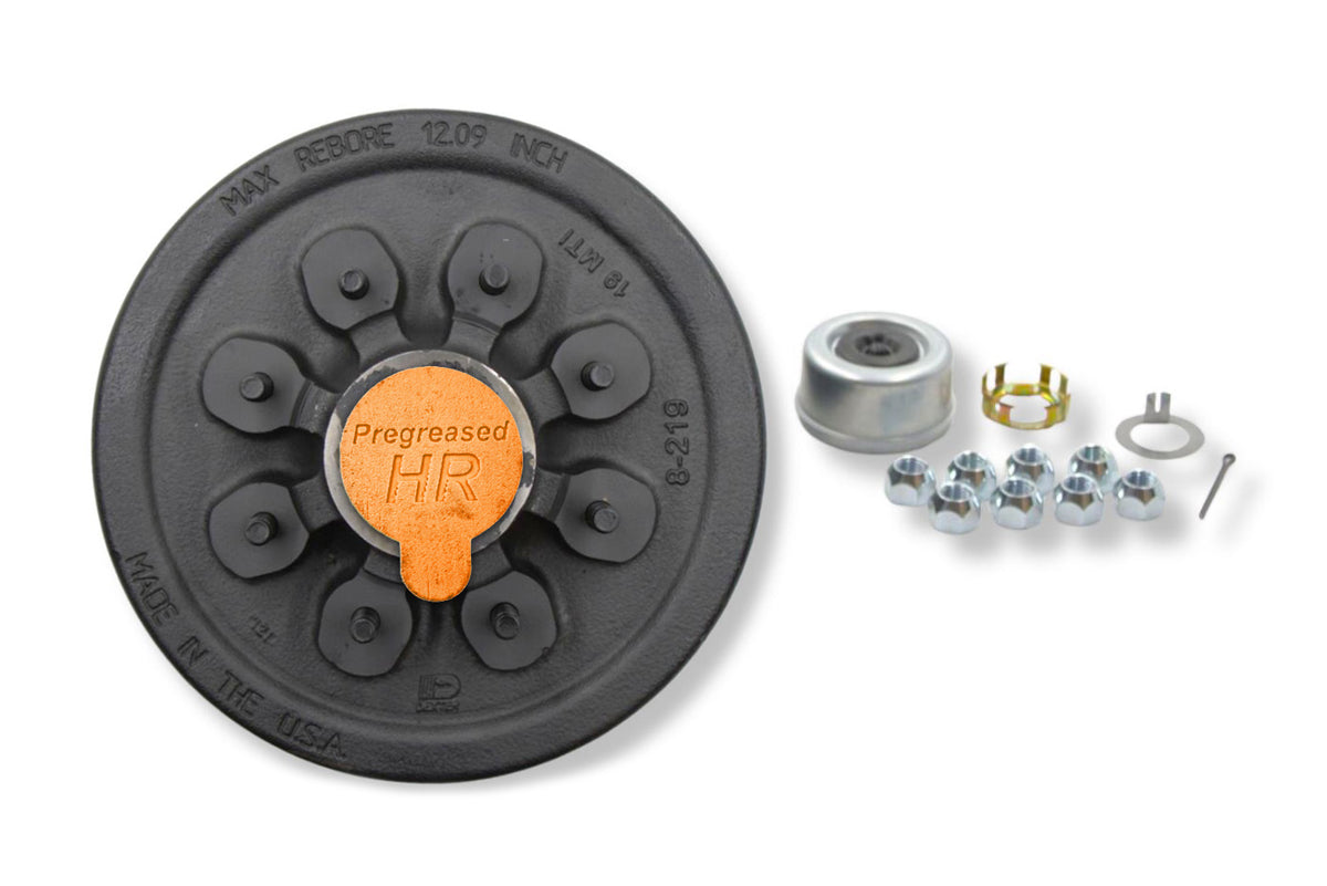 HR42866-PPT | Highway Ready Prepacked, Boxed Drum, 7K, 865, 1/2 " Stud, Includes Pregreased, Timken, Bearings, Races, Seal, EZ Lube Dust Cap, Tang Washer, Cotter Pin  Lug Nuts