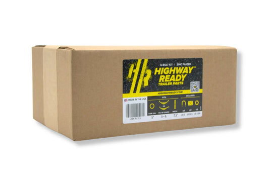 UBK-5X2.5 | U-Bolt Kit Zinc Plated, 5” Round Tube Axle, 5/8-11” Diameter x 5” Inside Width X 10” Inside Length, For 2.5” Wide Leaf Spring, Box