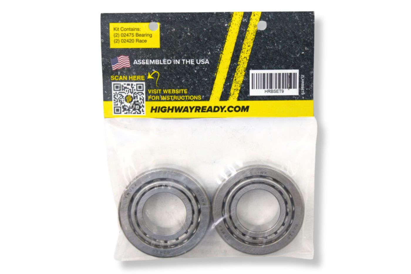 HRBSET9 | Highway Ready 02475/02420 Bearing/Race Kit, Includes (2) 02475 and (2) 02420, 7.2K, 8K Outer Bearing and Race