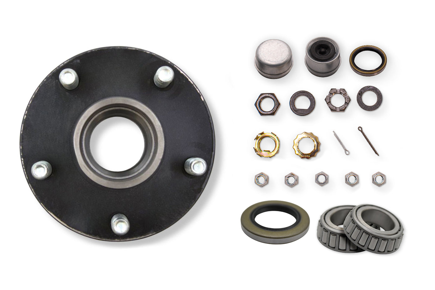 HRBT8-545SF-PP | Highway Ready Prepacked Boxed Hub, 2K, 545, Import, Includes Pregreased Bearings, Races, Seal, EZ Lube Dust Cap, Tang Washer, Cotter Pin  Lug Nuts, Small Flange