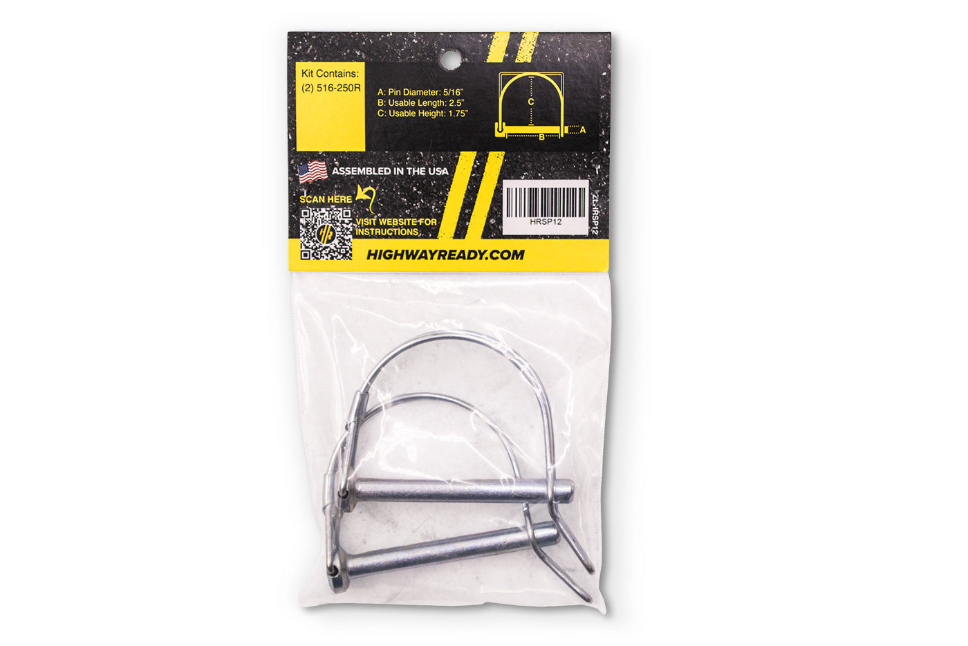 HRSP12 | Highway Ready Snapper Pin, 5/16" X 2.5", Includes (2) 516-250R