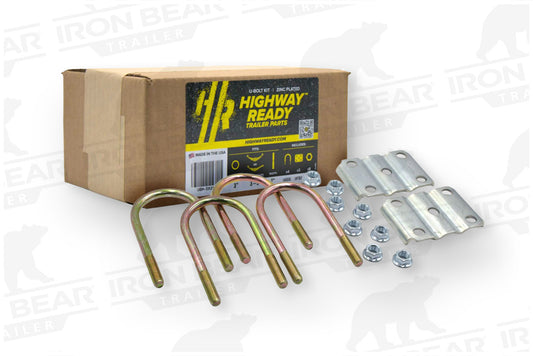 UBK-3X2SB | U-Bolt Kit Zinc Plated, 3” Round Tube Axle, 9/16-18” Diameter X 6.5” Inside Length X 3” Inside Width, Fits 3-5 Leaf 2” Wide Springs, Box