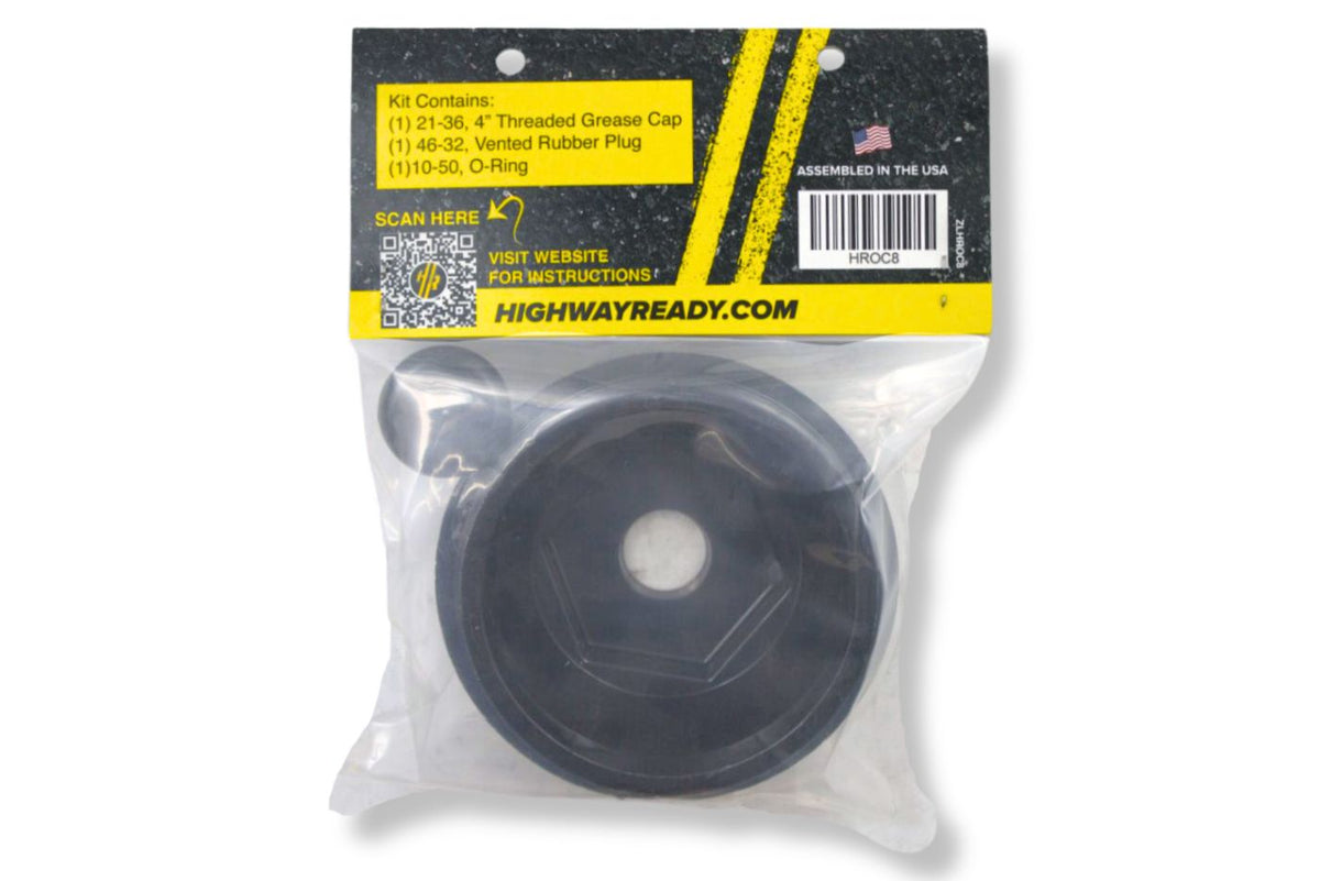 HROC8 | Highway Ready Grease Cap Kit, Includes (1) 021-036-00 Cap, (1) 046-032-00 Plug, (1) 010-050-00 O-Ring, Fits 10KHD-12K